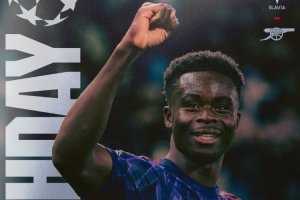 剑指三分！阿森纳发布本轮欧冠海报：萨卡单人出镜