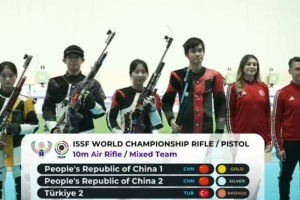 盛李豪/王子菲夺冠！射击世锦赛气步枪混合团体 中国队包揽冠亚军