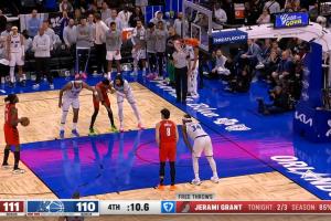 真敢打啊！11秒落后1分 开拓者完美边线球空接战术打成2+1！