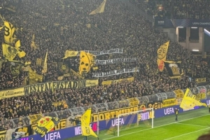 多特球迷拉横幅声援黄潜球迷：反对西甲海外赛，去他妈的西甲