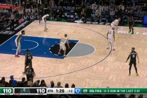 大举反击！杰伦·布朗三分命中 凯尔特人轰出12-0扳平比分